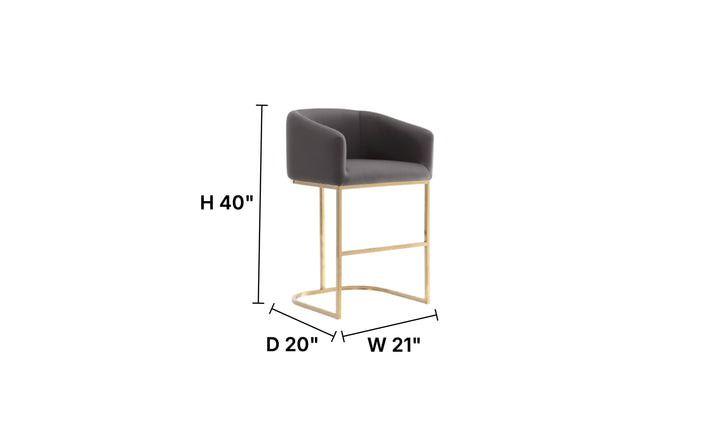 Manhattan Comfort Louvre Metal Upholstered Barstool-Jennifer Furniture