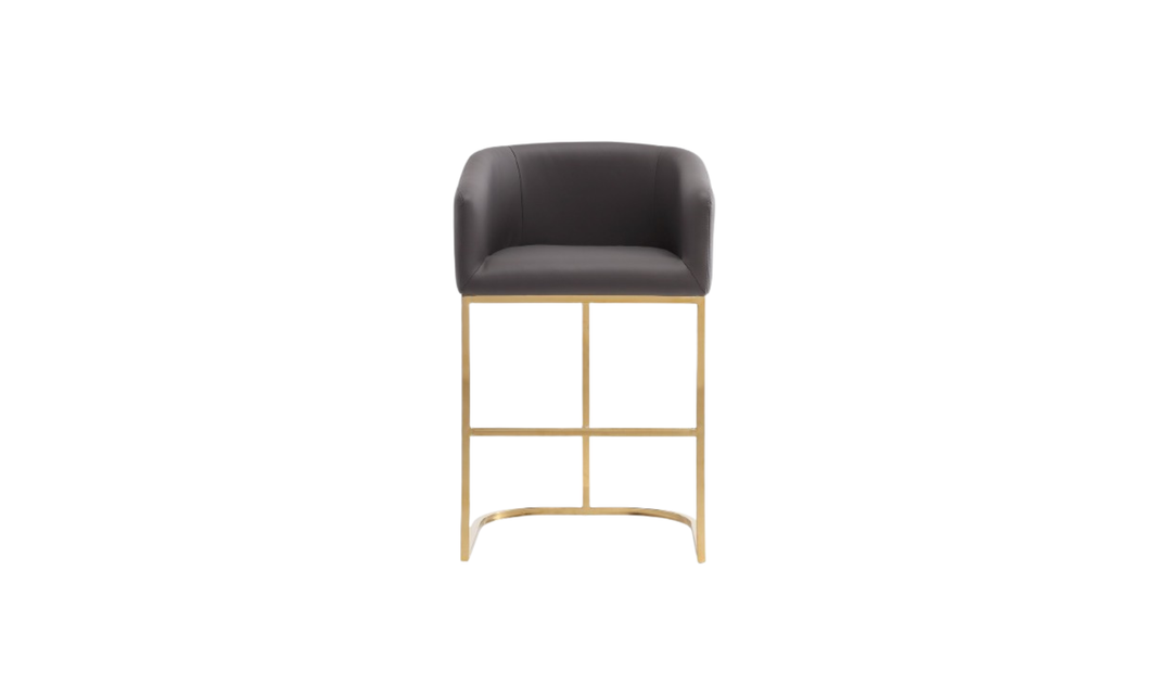 Manhattan Comfort Louvre Metal Upholstered Barstool-Jennifer Furniture
