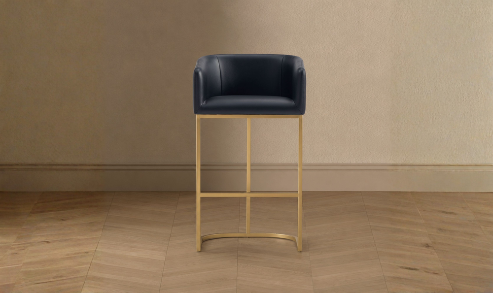 Manhattan Comfort Louvre Metal Upholstered Barstool-Jennifer Furniture
