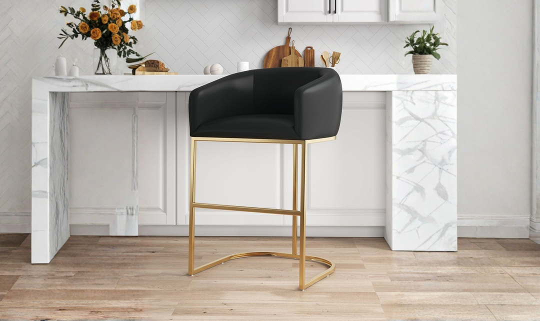 Manhattan Comfort Louvre Metal Upholstered Barstool-Jennifer Furniture