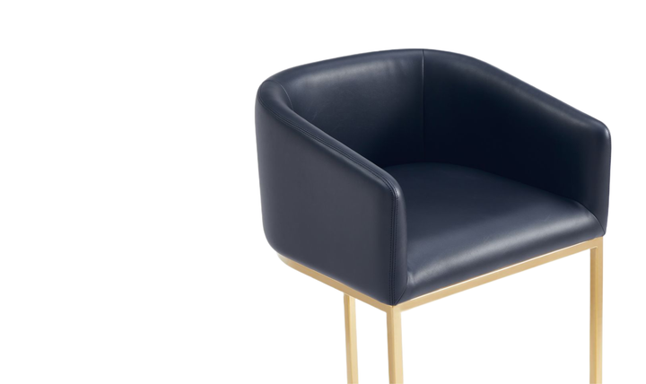Manhattan Comfort Louvre Metal Upholstered Barstool-Jennifer Furniture