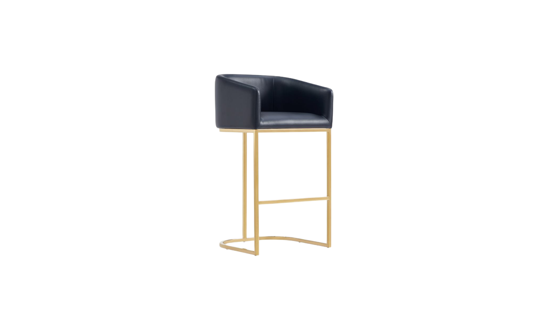 Manhattan Comfort Louvre Metal Upholstered Barstool-Jennifer Furniture