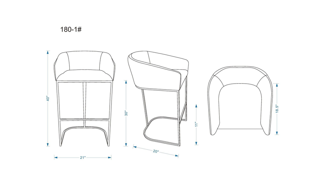 Manhattan Comfort Louvre Metal Upholstered Barstool-Jennifer Furniture