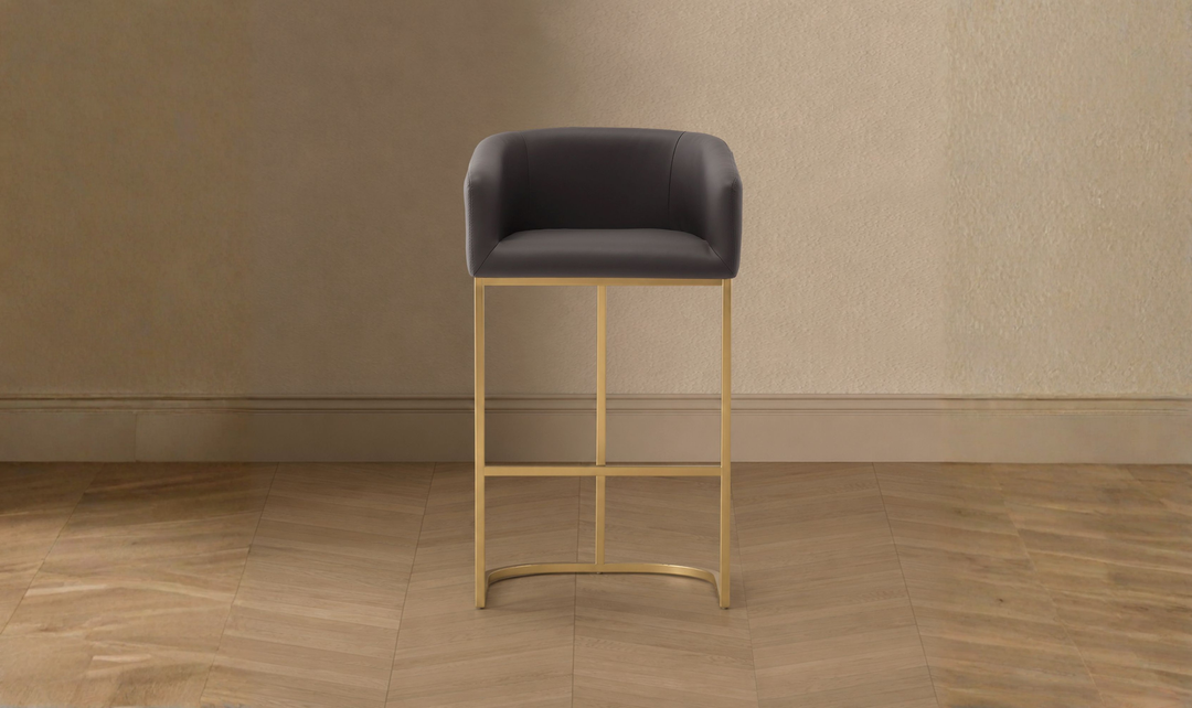 Manhattan Comfort Louvre Metal Upholstered Barstool-Jennifer Furniture
