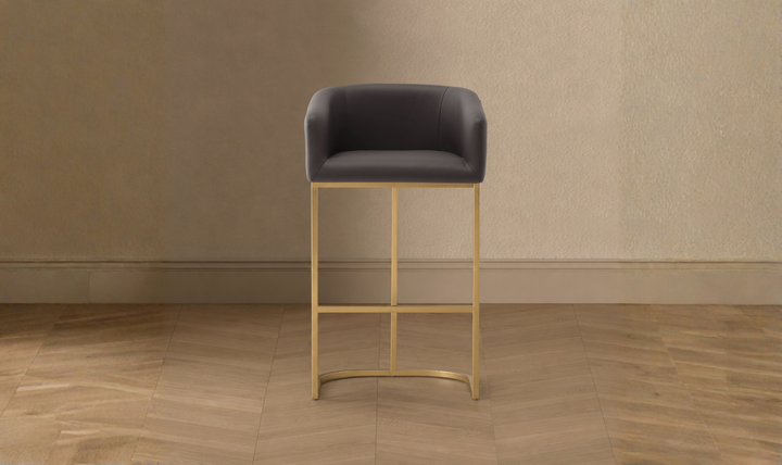 Manhattan Comfort Louvre Metal Upholstered Barstool-Jennifer Furniture