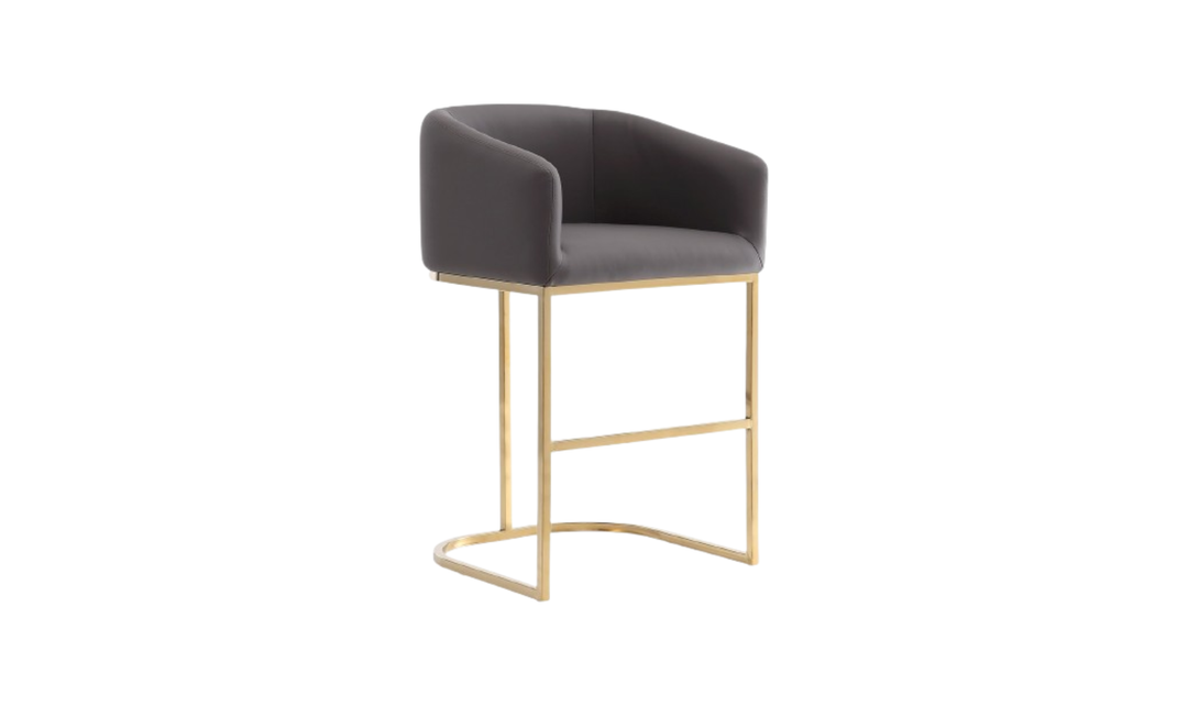 Manhattan Comfort Louvre Metal Upholstered Barstool-Jennifer Furniture
