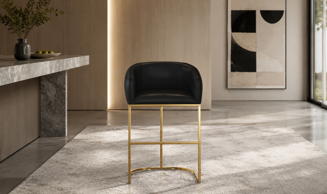 Manhattan Comfort Louvre Metal Upholstered Counter Stool-Jennifer Furniture