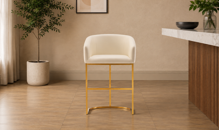 Manhattan Comfort Louvre Metal Upholstered Counter Stool-Jennifer Furniture