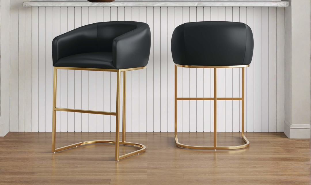 Manhattan Comfort Louvre Metal Upholstered Counter Stool-Jennifer Furniture