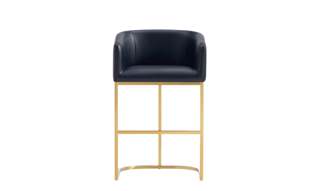 Manhattan Comfort Louvre Metal Upholstered Counter Stool-Jennifer Furniture