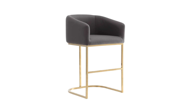 Manhattan Comfort Louvre Metal Upholstered Counter Stool-Jennifer Furniture