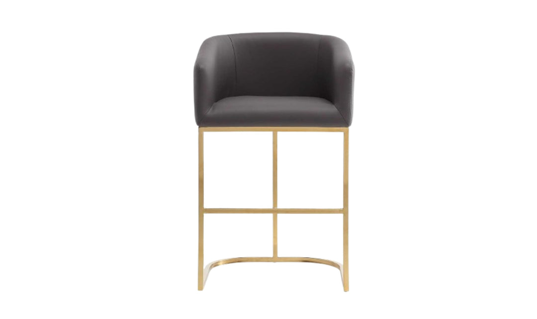 Manhattan Comfort Louvre Metal Upholstered Counter Stool-Jennifer Furniture