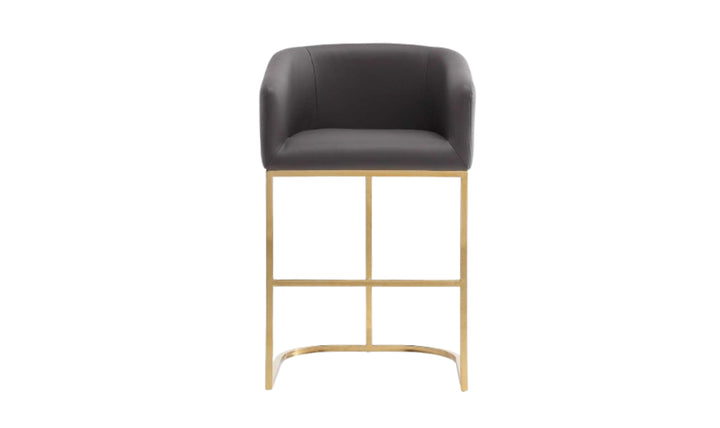 Manhattan Comfort Louvre Metal Upholstered Counter Stool-Jennifer Furniture