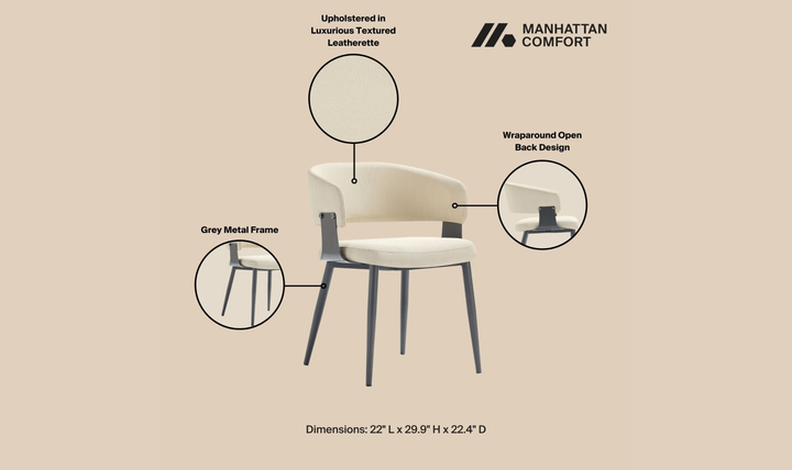 Manhattan Comfort Vegan Leather Luce Metal Base Dining Chair