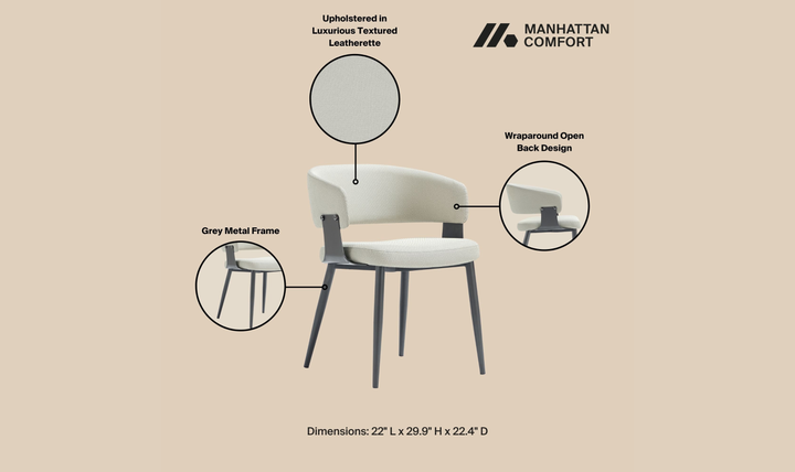 Manhattan Comfort Vegan Leather Luce Metal Base Dining Chair