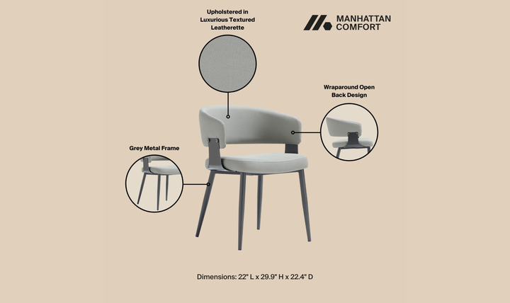Manhattan Comfort Vegan Leather Luce Metal Base Dining Chair