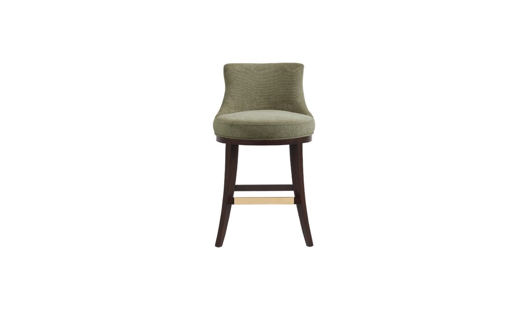 Manhattan Comfort Lucia Chenille Wood Counter Stool-Jennifer Furniture