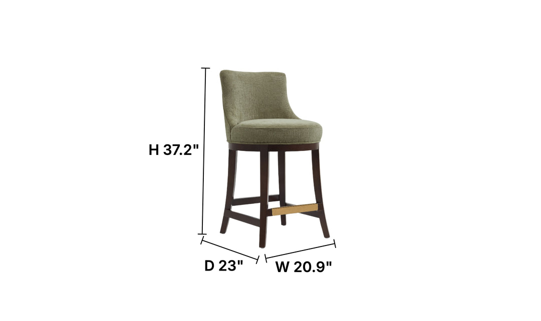 Manhattan Comfort Lucia Chenille Wood Counter Stool-Jennifer Furniture