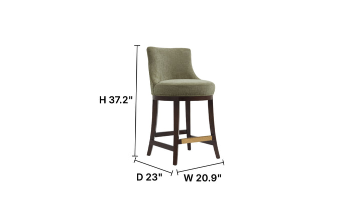 Manhattan Comfort Lucia Chenille Wood Counter Stool-Jennifer Furniture