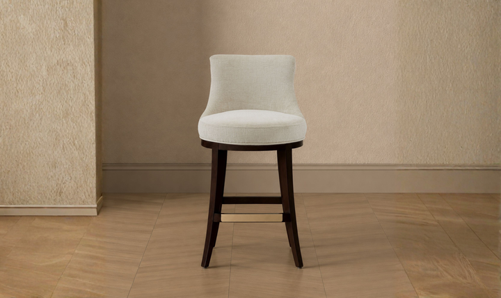 Manhattan Comfort Lucia Chenille Wood Counter Stool-Jennifer Furniture