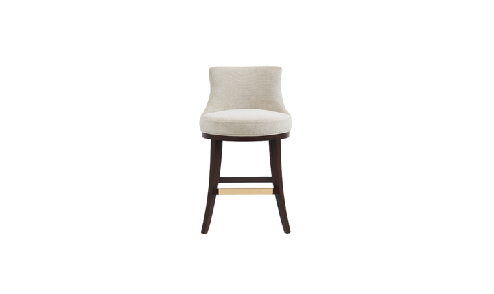 Manhattan Comfort Lucia Chenille Wood Counter Stool-Jennifer Furniture