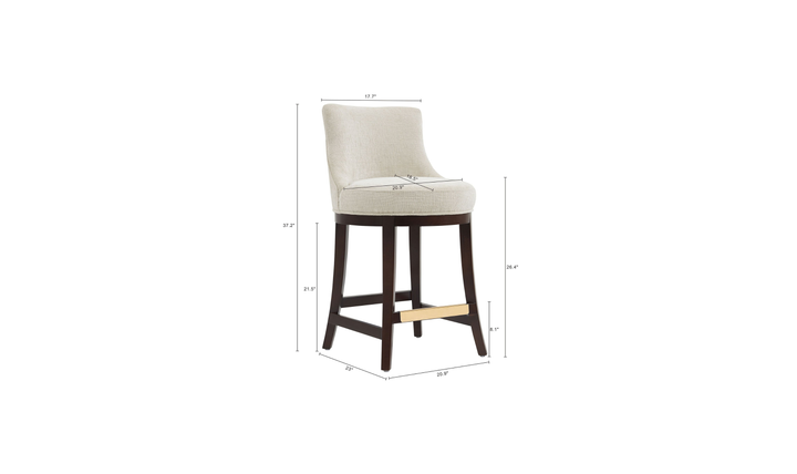 Manhattan Comfort Lucia Chenille Wood Counter Stool-Jennifer Furniture