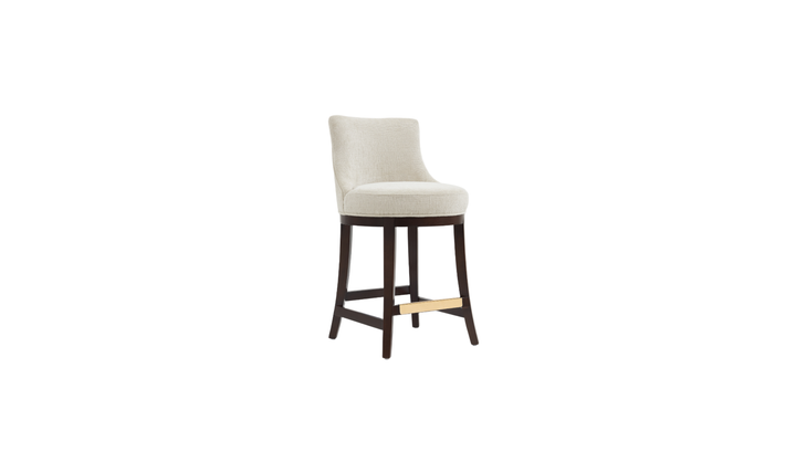 Manhattan Comfort Lucia Chenille Wood Counter Stool-Jennifer Furniture