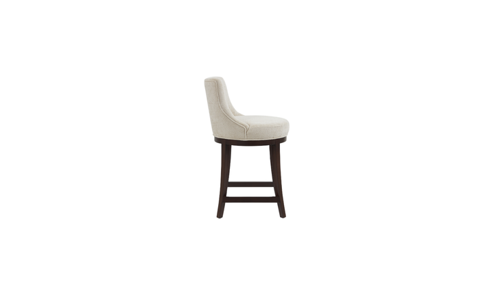 Manhattan Comfort Lucia Chenille Wood Counter Stool-Jennifer Furniture