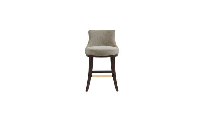 Manhattan Comfort Lucia Chenille Wood Counter Stool-Jennifer Furniture