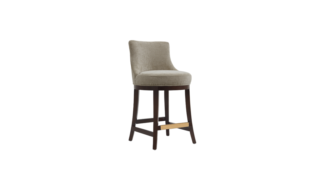 Manhattan Comfort Lucia Chenille Wood Counter Stool-Jennifer Furniture