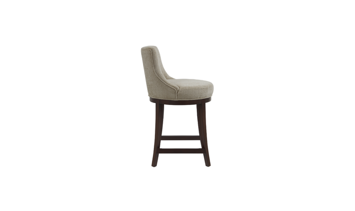 Manhattan Comfort Lucia Chenille Wood Counter Stool-Jennifer Furniture