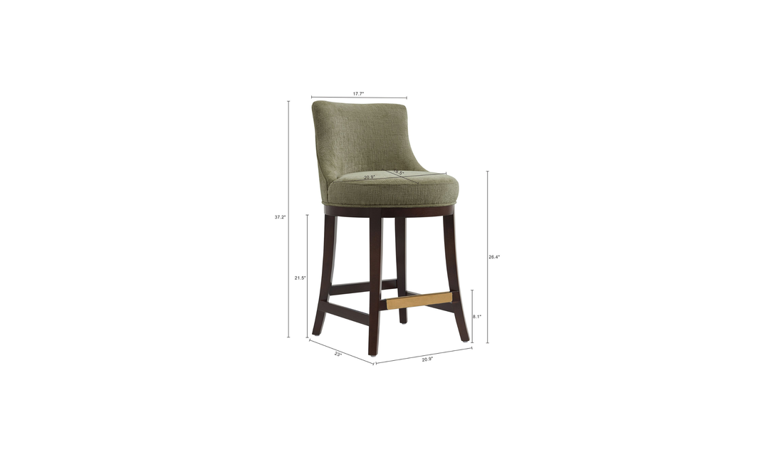 Manhattan Comfort Lucia Chenille Wood Counter Stool-Jennifer Furniture