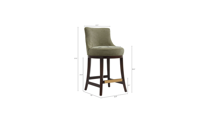 Manhattan Comfort Lucia Chenille Wood Counter Stool-Jennifer Furniture