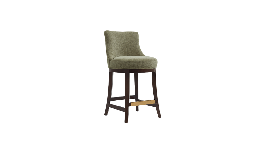 Manhattan Comfort Lucia Chenille Wood Counter Stool-Jennifer Furniture