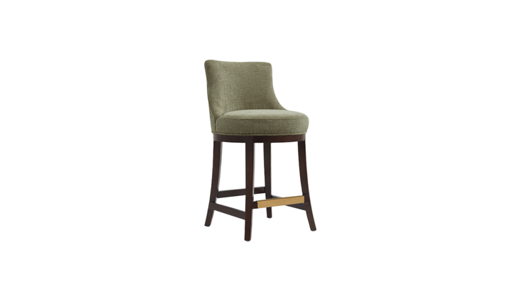 Manhattan Comfort Lucia Chenille Wood Counter Stool-Jennifer Furniture
