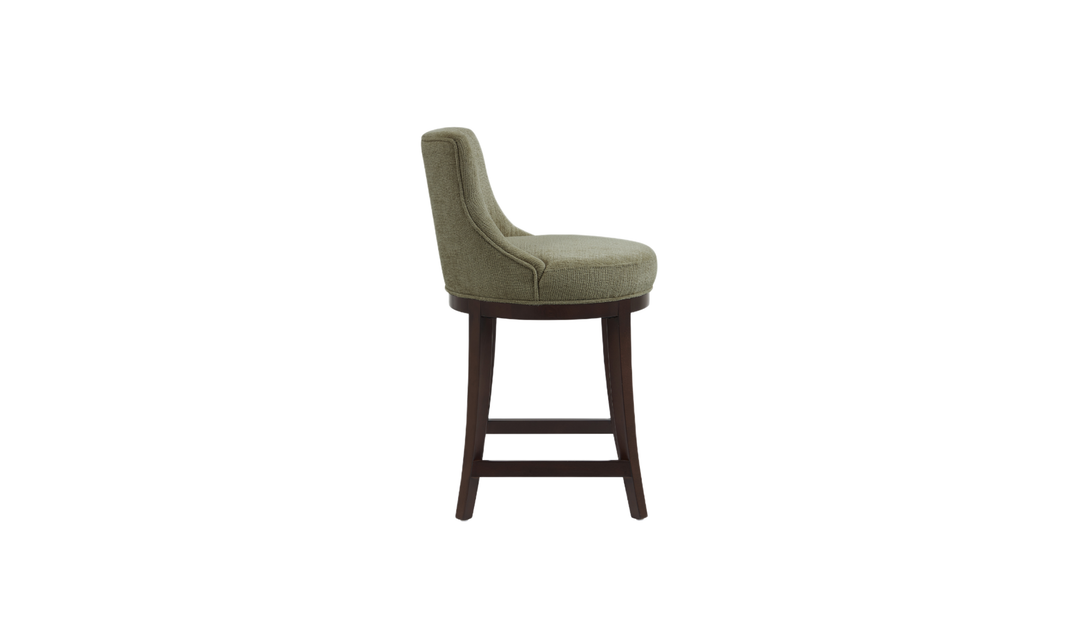 Manhattan Comfort Lucia Chenille Wood Counter Stool-Jennifer Furniture