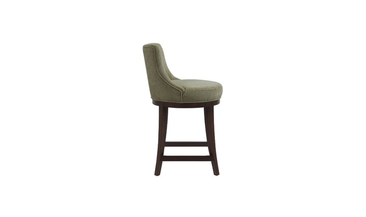 Manhattan Comfort Lucia Chenille Wood Counter Stool-Jennifer Furniture
