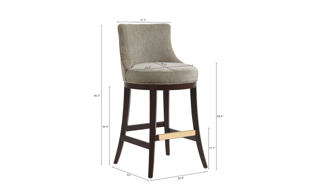 Manhattan Comfort Lucia Wooden Upholstered Chenille Barstool-jennifer