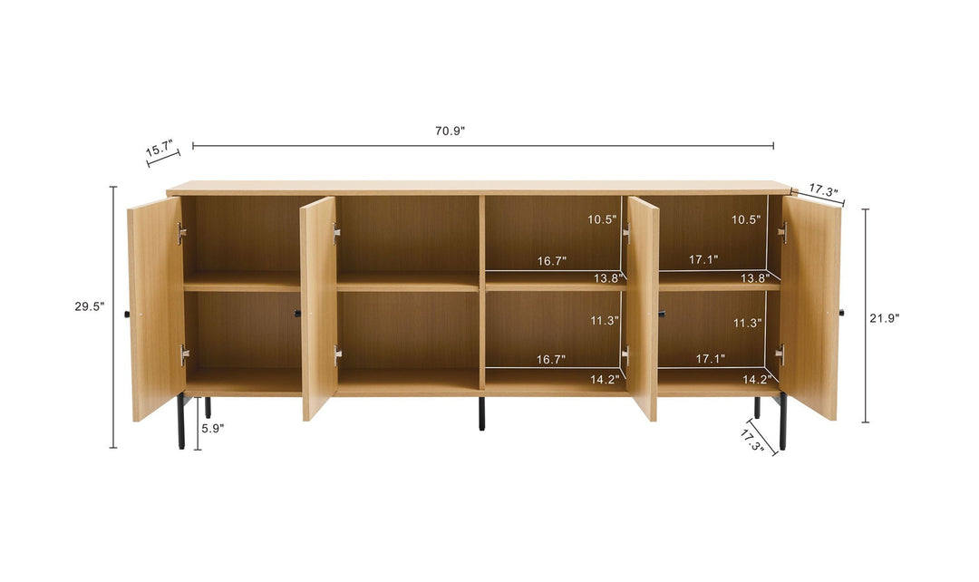 Manhattan Comfort Magnolia Wooden Sideboard-Jenniferfurniture