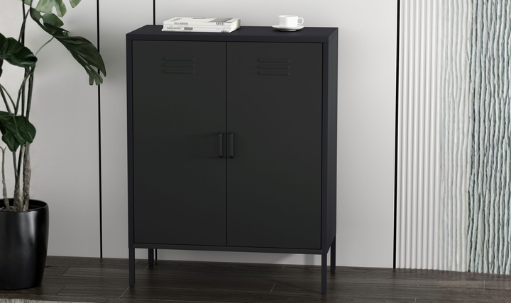Manhattan Comfort Naomi Metal Accent Cabinet With Adjustable Shelves - Jennifer Furniture