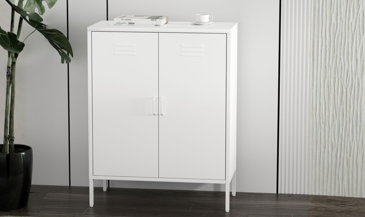 Manhattan Comfort Naomi Metal Accent Cabinet With Adjustable Shelves - Jennifer Furniture