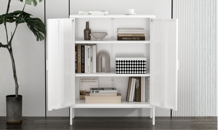 Manhattan Comfort Naomi Metal Accent Cabinet With Adjustable Shelves - Jennifer Furniture