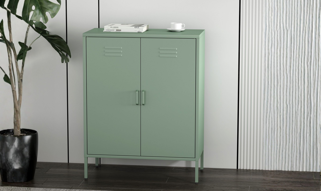 Manhattan Comfort Naomi Metal Accent Cabinet With Adjustable Shelves - Jennifer Furniture