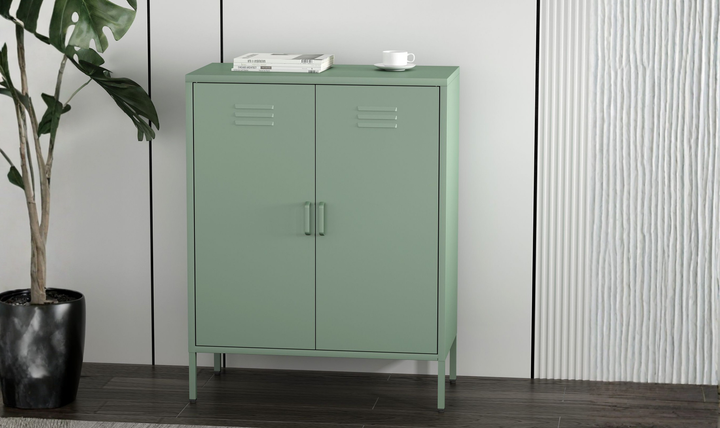 Manhattan Comfort Naomi Metal Accent Cabinet With Adjustable Shelves - Jennifer Furniture
