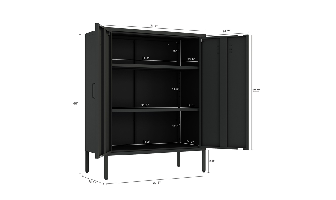 Manhattan Comfort Naomi Metal Accent Cabinet With Adjustable Shelves - Jennifer Furniture