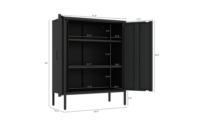Manhattan Comfort Naomi Metal Accent Cabinet With Adjustable Shelves - Jennifer Furniture