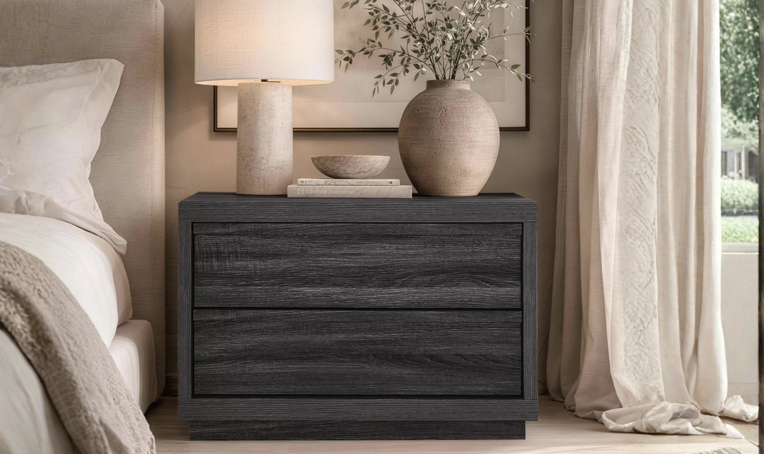 Manhattan Comfort Navis Wooden Nightstand With Two Drawers-Jennifer Furniture
