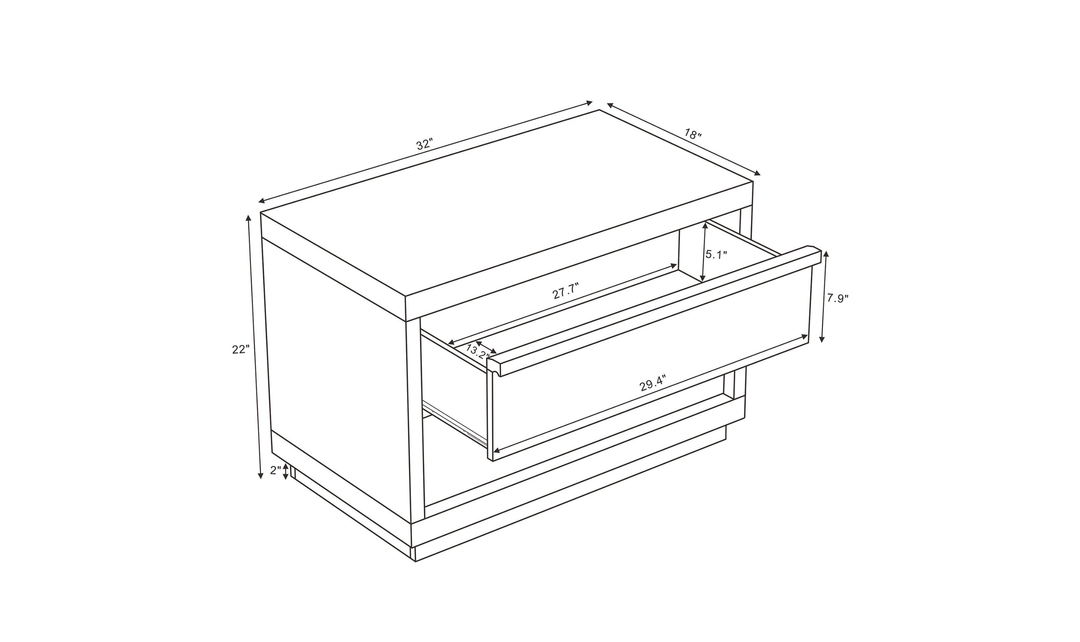 Manhattan Comfort Navis Wooden Nightstand With Two Drawers-Jennifer Furniture