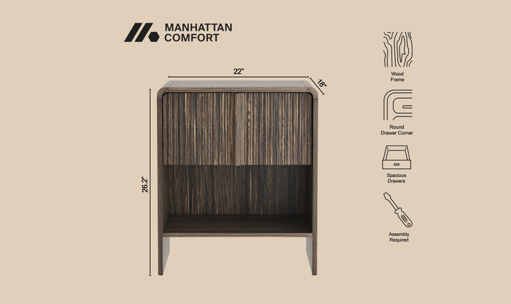 Manhattan Comfort Novara Wooden Nightstand
