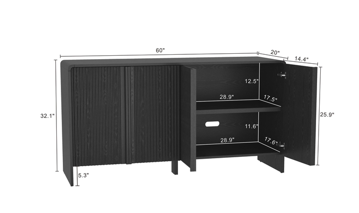Manhattan Comfort Novara Wooden Sideboard With Four Door